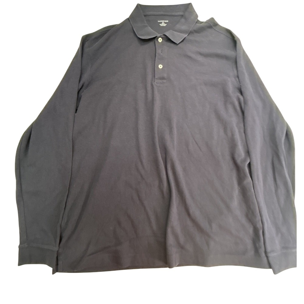 Lands End polo shirt Men's size XL black long-sleeve